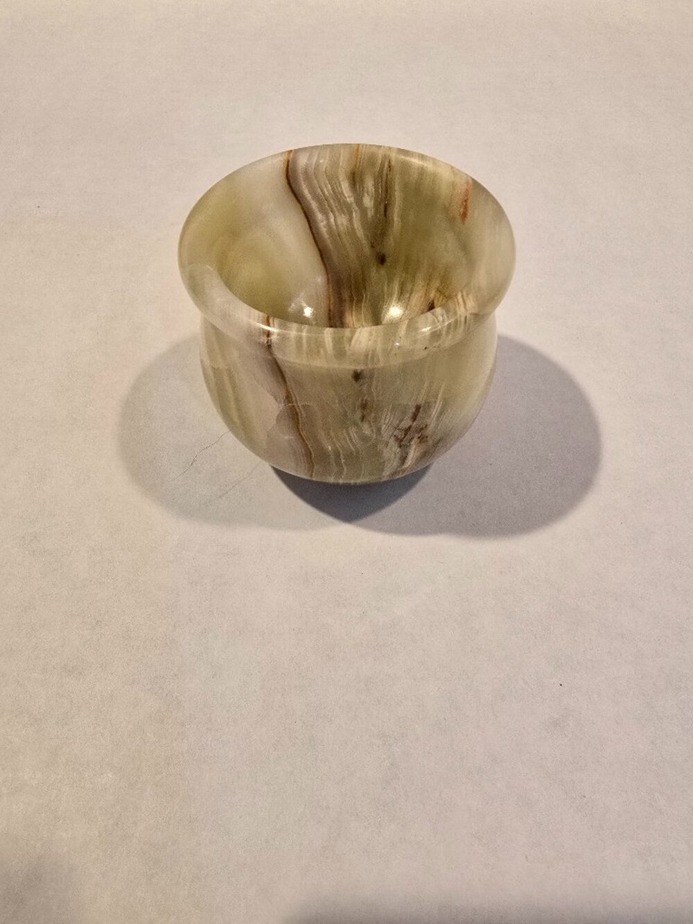 Hand-carved Shot Glass Natural Banded Green Onyx 2" x 2" MCM